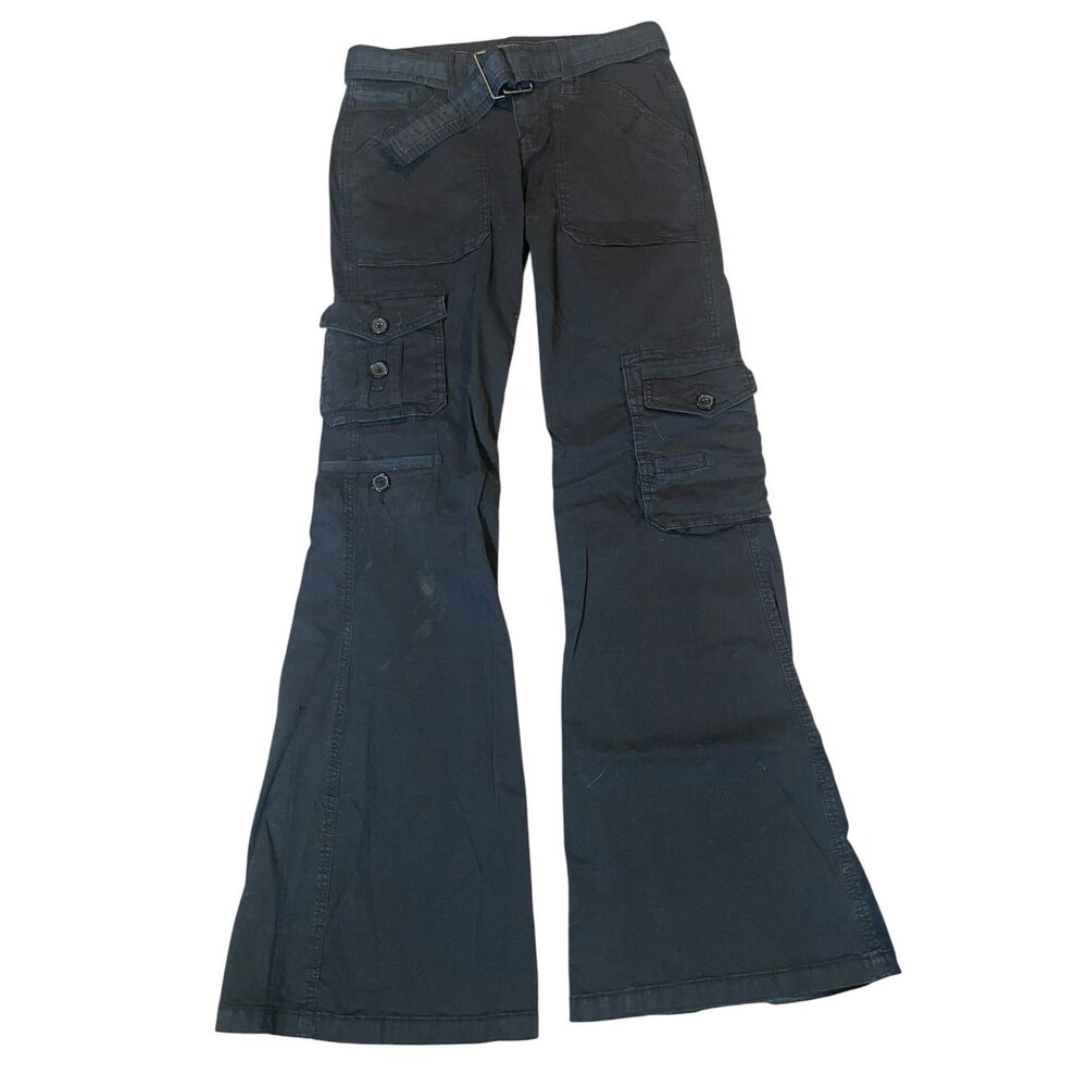 H&M Black High-Rise Wide Leg Cargo Pants Women’s Size 10